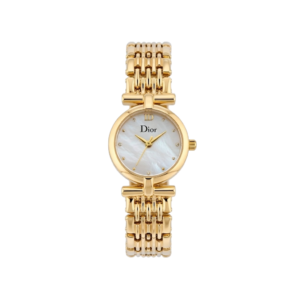 Dior Inspired Gold Petite Round Dial Women’s Watch – Intricate Link Bracelet