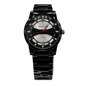 Baisheng Men’s Two-Tone Luxury Watch – Black & Silver Dial with Date Display