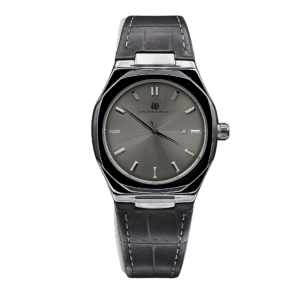 Universe Point Men’s Octagonal Bezel Watch – Grey Sunray Dial & Leather Strap