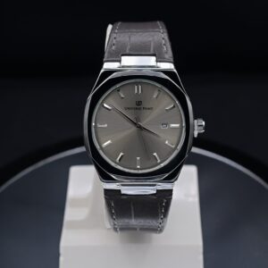 Universe Point Men’s Octagonal Bezel Watch – Grey Sunray Dial & Leather Strap