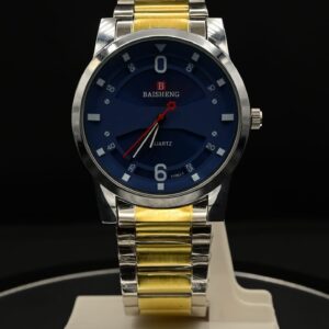 Baisheng Men’s Two-Tone Luxury Watch – Navy Blue Dial with Date Display